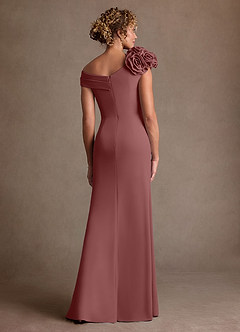 Azazie Gwynne Mère de la mariée Robes Robe Sirène en Crêpe Élastique Épaule décolletée Rose Du Désert image3