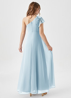 Azazie Arabella Junior Sky Blue A-Line Ruched Chiffon Dress image2