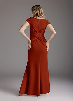 Azazie Tana Mother of the Bride Dresses Rust Mermaid V-Neck Pleated Stretch Crepe Dress image5