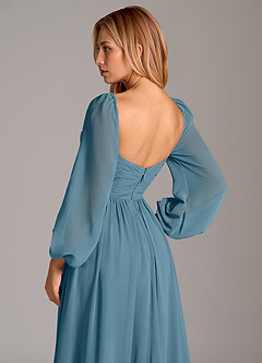 Azazie Alia Robes de demoiselle d'honneur Robe Trapèze en Mousseline de soie Manche longue Bermude image2