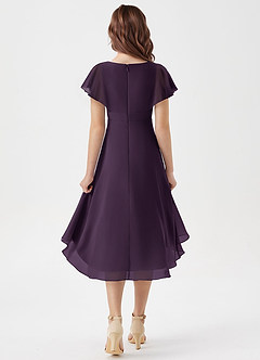 Azazie Graciela Junior Plum A-Line Pleated Chiffon Dress image2