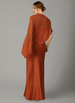 Azazie Jaleesa Bridesmaid Dresses Cinnamon Sheath High Neck Stretch Satin Dress image6
