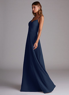 Azazie Marley Bridesmaid Dresses Dark Navy A-Line Off the Shoulder Chiffon Convertible Dress image6