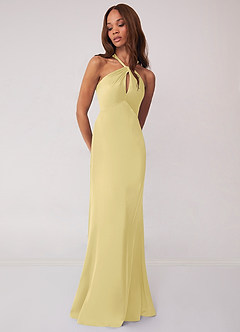 Barbie ♥ Azazie Bridesmaid Dresses Lemon Sorbet Sheath Stretch Satin Dress image4