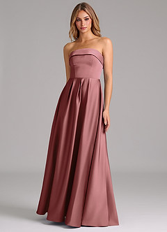 Azazie Lucienne Robes de demoiselle d'honneur Robe Trapèze Convertible en Satin extensible Sans bretelle Améthyste image1