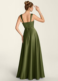 Margot Olive Satin Corset A-line Dress image2