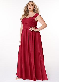 Azazie Zapheira Bridesmaid Dresses Scarlet A-Line Ruched Chiffon Dress image7