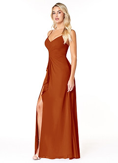 Azazie Emerald Brautjungfernkleider A-Linie Gekräuselt Chiffon Kleid Paprika image5