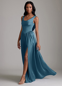 Azazie Novi Bridesmaid Dresses Bermuda A-Line with Pockets Stretch Satin Dress image6