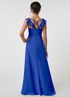 Azazie Amada Junior Royal Blue A-Line Ruched Chiffon Dress image2