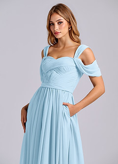 Azazie Koa Brudtärnklänningar Klä av A-Linje i Chiffong Av axeln Himmelsblå image7