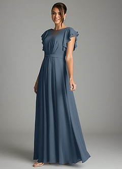 Azazie Daphne Modest Bridesmaid Dresses A-Line Ruffled Chiffon Floor-Length Dress image3