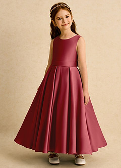 Azazie Mapel vestidos de niña de las flores Vestido de Granada de Satin Mate de Princesa con Plisado image3
