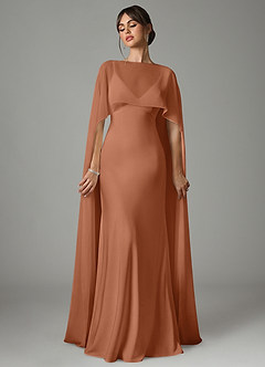 Azazie Stefania Bridesmaid Dresses Bronzer A-Line Stretch Satin Dress image1