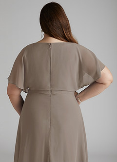 Azazie Aaliyah Modest Bridesmaid Dresses A-Line Scoop Pleated Chiffon Floor-Length Dress image10