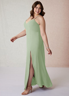 Azazie Manila Bridesmaid Dresses Dusty Sage Sheath V-Neck Chiffon Dress image9