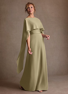 Azazie Marilla Mère de la mariée Robes Robe Trapèze en Mousseline de soie Plissée Vert Mousse image2