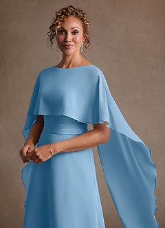 Azazie Marilla 신부의 어머니 드레스 A라인 주름진 쉬폰 플로어 길이 드레스 image8