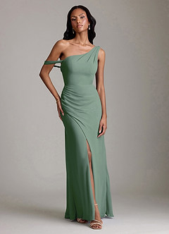 Azazie Madelyn Bridesmaid Dresses Eucalyptus Mermaid One Shoulder Chiffon Convertible Dress image1