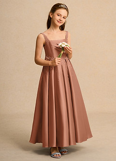 Azazie Mochi Girl Flower Girl Klänningar Klä Balklänning i Matt satäng Plisserad image4