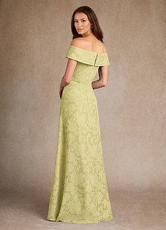 Azazie Medford Mère de la mariée Robes Robe Trapèze en Blumen-Burnout Épaule décolletée Sorbet Citron image3