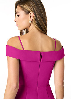 Azazie Lecia Bridesmaid Dresses Fuchsia Empire Off-The-Shoulder Pleated Chiffon Convertible Dress image7