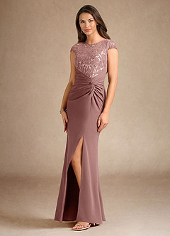 Azazie Santa Clarita Mother of the Bride Dresses Dusty Rose Mermaid Sequins Stretch Crepe Dress image2