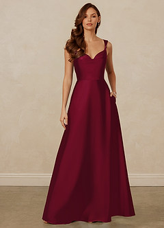 Christian Siriano Bridal for Azazie 1001 Brautjungfernkleider A-Linie Herzausschnitt Stretch-Satin Kleid Burgunderrot image1