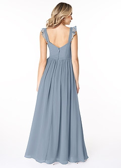 Azazie Stassie Bridesmaid Dresses Dusty Blue A-Line Sweetheart Ruched Chiffon Dress image2