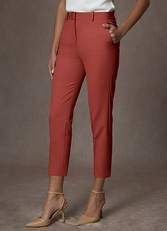 front Whitney Terracotta Completo pantaloni cropped elasticizzati strutturati