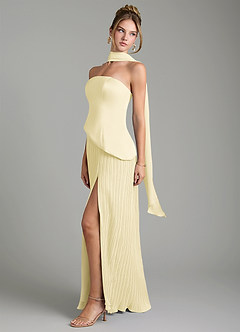 Azazie Tierney Bridesmaid Dresses Lemon Sorbet A-Line Strapless Chiffon Convertible Dress image8