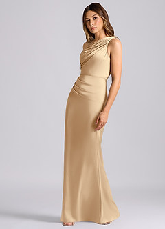 Azazie Akilah 신부 들러리 드레스 인어 한쪽 어깨 스트레치 새틴 바닥 길이 드레스 image5