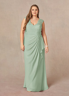 Azazie Gladys Mother of the Bride Dresses Agave A-Line Queen Anne Lace Chiffon Dress image7