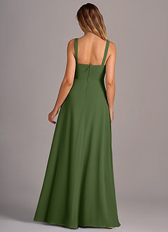 Azazie Debra Bridesmaid Dresses Olive A-Line with Pockets Chiffon Convertible Dress image6