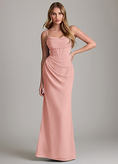 Azazie Mai Bridesmaid Dresses Rosette Sheath Pleated Chiffon Dress image1