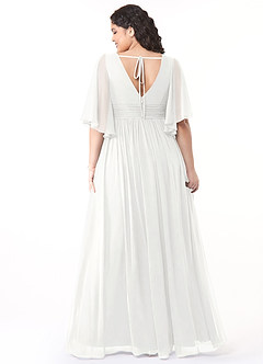 Azazie Temeka Robes de demoiselle d'honneur Robe Trapèze en Mousseline de soie Rayé Blanc image2