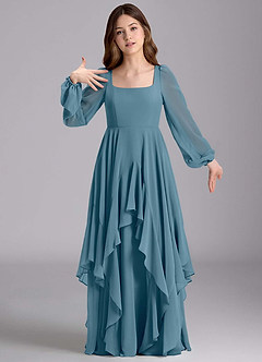 Azazie Clara Junior Vestido de Bermudas de Gasa de Corte en A con Blusón image6