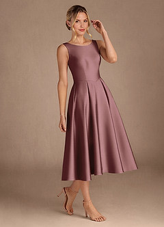 Azazie Fulton vestidos de madre de la novia Vestido de Malva Vintage de Satén Elástico de Corte En A con Plisado image2