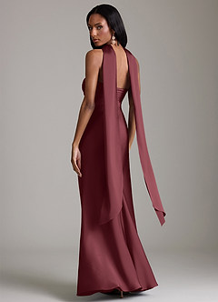 Azazie Saylor Brudtärnklänningar Klä av Sjöjungfru i Stretch Satin Axelbandslös Merlot image8