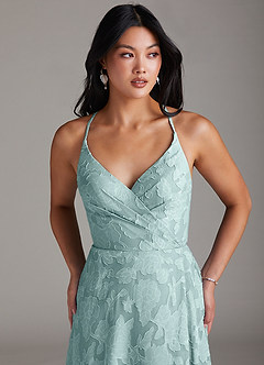 Azazie Davis Robes de demoiselle d'honneur Robe Trapèze en Blumen-Burnout Plissée Brume image5