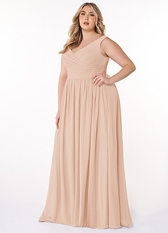 Azazie Keyla Bridesmaid Dresses English Rose A-Line V-Neck Pleated Chiffon Dress image8