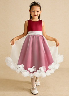 Azazie Stardust Blumenmädchenkleider A-Linie ärmellos Organza Kleid Scharlachrot image1