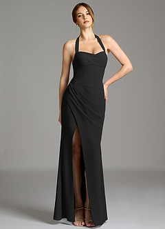 Azazie Serenity Vestidos de damas de honor Vestido de Negro de Gasa de Corte Sirena con Escote de Corazón image1
