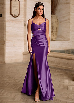 Celeste Grape Cutout Corset Satin Prom Dress image4