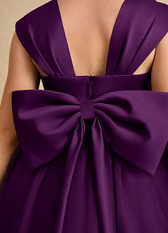 Azazie Chickadee Vestidos de florista Vestido Uva de Cetim fosco de Vestido de baile com Decote em coração image6