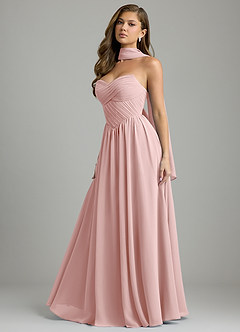 Azazie Tammy Bridesmaid Dresses Powder Pink A-Line Corset Chiffon Dress image7