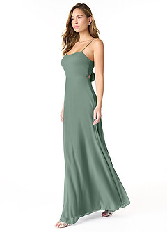 Azazie Rae Brautjungfernkleider A-Linie Schleifen Gittergewebe Kleid Eukalyptus image4