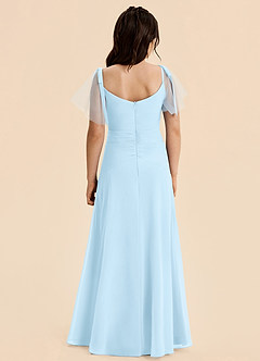 Azazie Indy Junior Robe Fourreau en Mousseline de soie Drapé Bleu Ciel image5