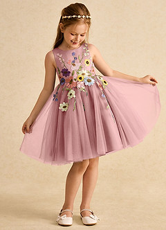 Azazie Prima Flower Girl Klänningar Klänning A-Line i Tyll Rosett image3
