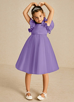 Azazie Kaeya Flower Girl Dresses Tahiti A-Line Bow Tulle Dress image3
